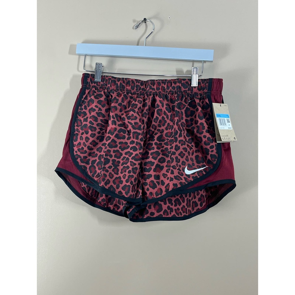 Nike Running Shorts Womens Small Dri FIT Dry Tempo 3 Inch Cedar Red Leopard M